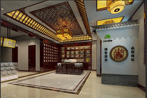 晋城古朴典雅的中式茶叶店大堂设计效果图