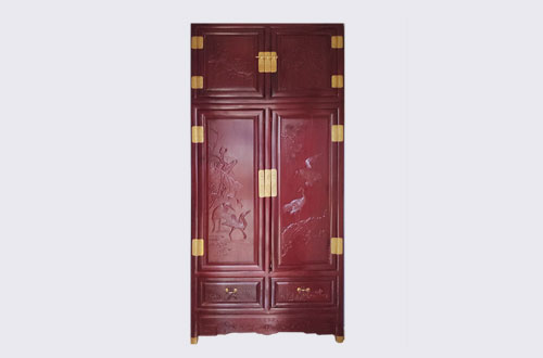 晋城高端中式家居装修深红色纯实木衣柜