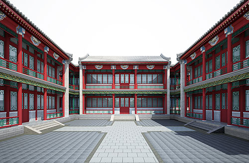 晋城北京四合院设计古建筑鸟瞰图展示