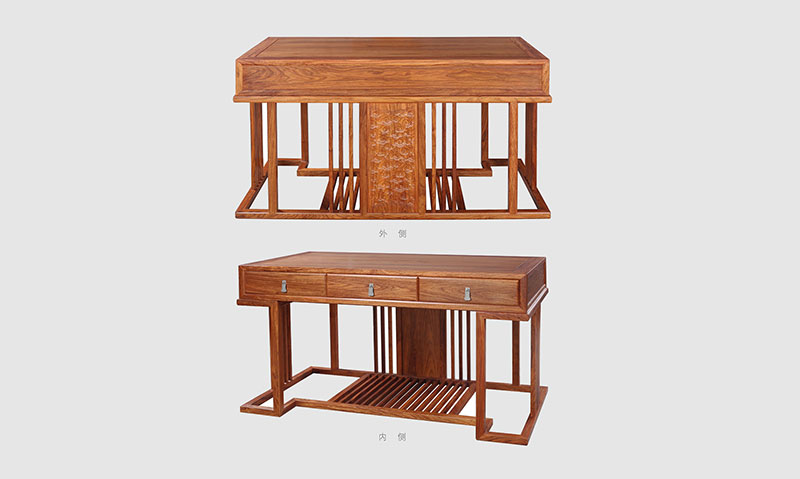晋城 别墅中式家居书房装修实木书桌效果图