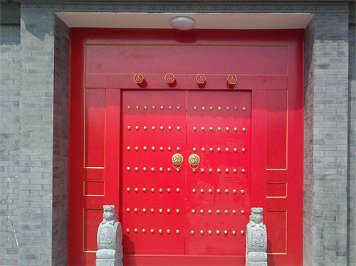 晋城中国传统四合院系列朱红色中式木制大门木作
